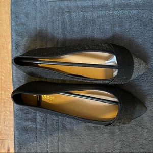 Ladies black and gold shimmer flats